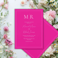 Élégant Mariage Moderne Monogramme Rose Fuschia