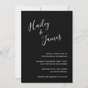 Invitation Élégant Mariage moderne noir