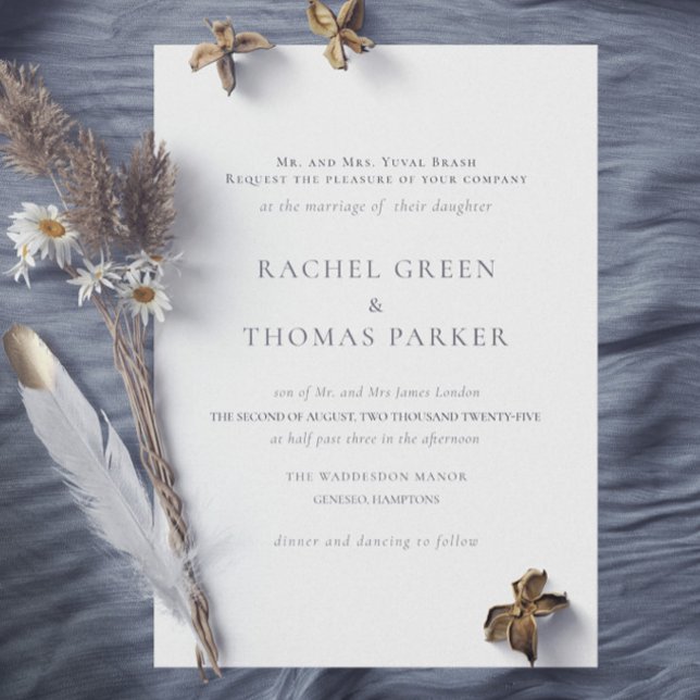 Invitation Élégant Mariage Monogramme Noir et Blanc  (Elegant Black & White Formal Monogram Wedding Invitation)