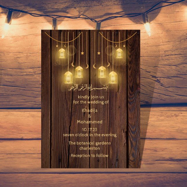 Invitation Élégant mariage musulman RUSTIQUE (Créateur téléchargé)