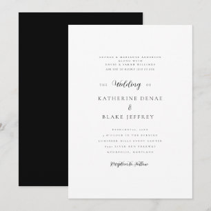 Invitation Élégant Mariage Noir & Blanc des Deux Parents