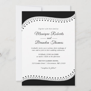 Invitation Élégant Mariage noir/blanc pointillé
