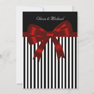 Invitation Élégant Mariage noir et rouge