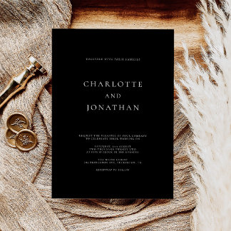 Invitation Élégant Mariage noir moderne
