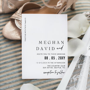 Invitation Élégant Mariage noir simple écrit main