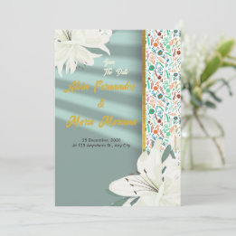 Invitation Élégant Mariage or floral