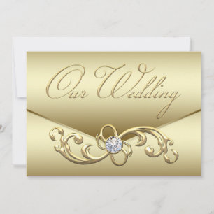 Invitation Élégant Mariage Or Tourbillon Or Diamant