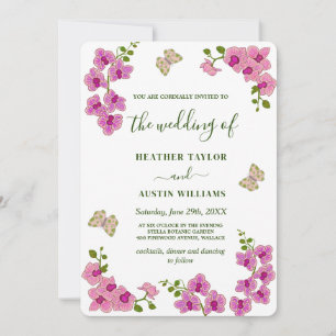 Invitation Elégant Mariage Orchidées violettes