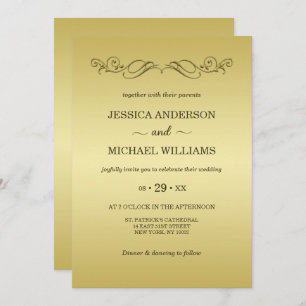 Invitation Elégant mariage Ornate Or Luxury