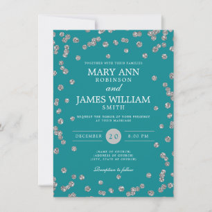 Invitation Elégant mariage Parties scintillant en argent Conf