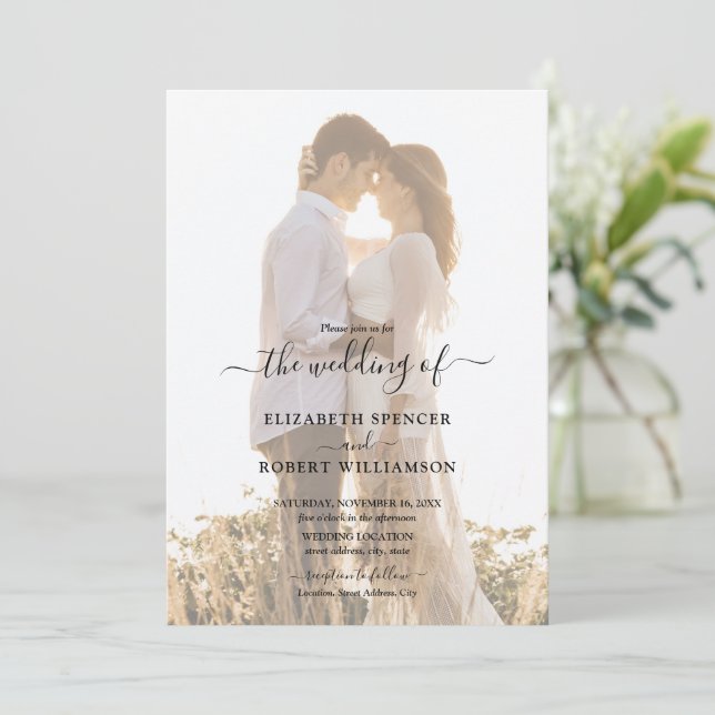 Invitation Élégant Mariage photo (Debout devant)
