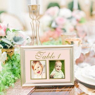 Invitation Elégant mariage photo Blush Gold Table Numéro