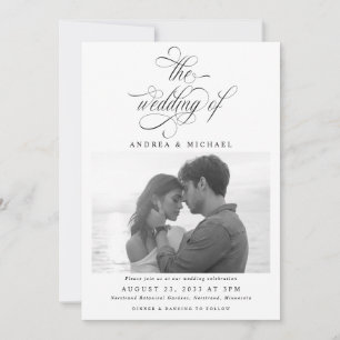 Invitation Élégant Mariage Photo De Luxe Calligraphié
