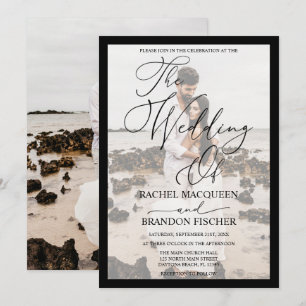 Invitation Élégant Mariage photo moderne Black encadré Couple