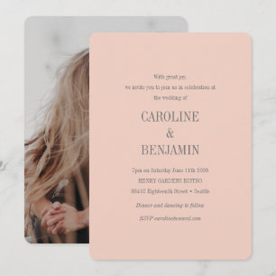 Invitation Élégant Mariage photo moderne Blush Grey