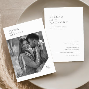 Invitation Élégant Mariage photo moderne noir et blanc
