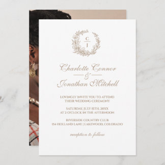 Invitation Élégant Mariage photo Monogram & Couple