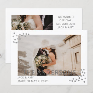 Invitation Elégant Mariage photo Silver Confetti