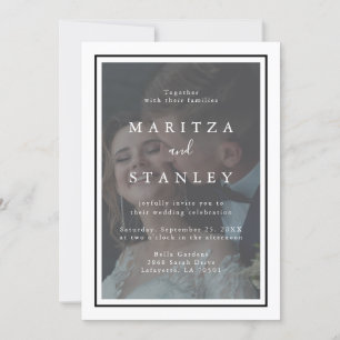 Invitation Élégant Mariage photo Velllum blanc et noir