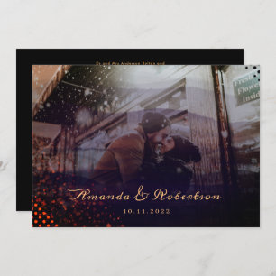 Invitation Élégant Mariage photo Wavy Burgundy Overlay