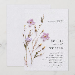 Invitation Élégant Mariage Pressé Pastel Boho Pressé