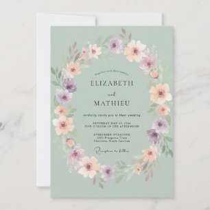 Invitation Élégant mariage printanier vert sauge