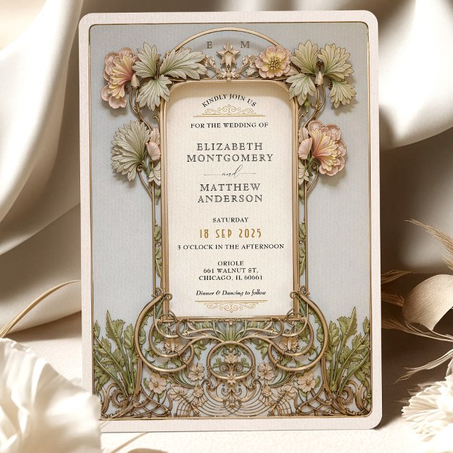 Invitation Elégant Mariage Rococo cadre de Filigree Floral (Créateur téléchargé)