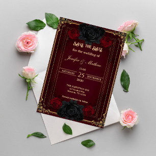 Invitation Élégant Mariage Romantique Gothique Sombre Économi