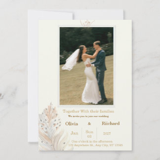 Invitation Élégant Mariage Romantique Minimaliste