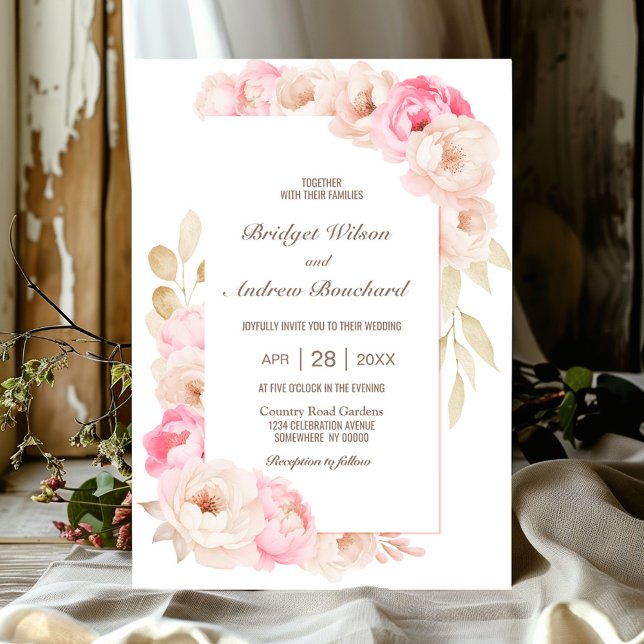 Invitation Élégant Mariage rose (Créateur téléchargé)