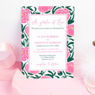 Invitation Élégant Mariage rose de pivoine