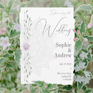 Invitation Élégant Mariage rose floral et vert