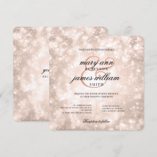 Invitation Elégant mariage Rose Gold Champagne Bokeh