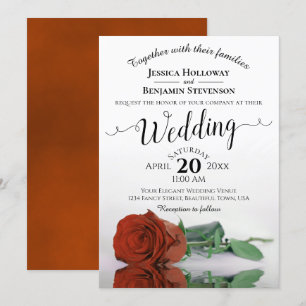 Invitation Élégant Mariage Rose orange de rouille à longue ti
