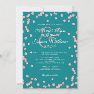 Invitation Elégant mariage Rose Parties scintillant or Confet