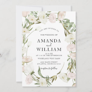 Invitation Élégant Mariage rose Peony