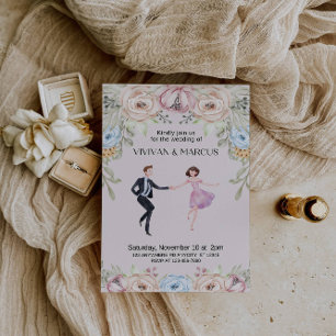 Invitation 🌸 Élégant Mariage Rose : Une romance intemporelle