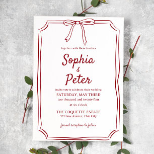 Invitation Élégant Mariage rouge Crimson à main