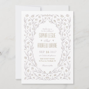 Invitation Élégant mariage rustique lilas violet fleuri