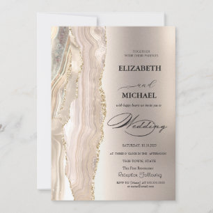 Invitation Élégant Mariage Script Pailleté Perle