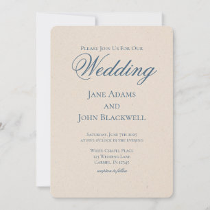 Invitation Élégant Mariage Serif Dusty Blue