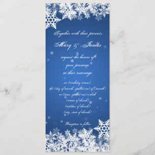 Invitation Elégant Mariage Snowflakes hiver Sapphire Bleu