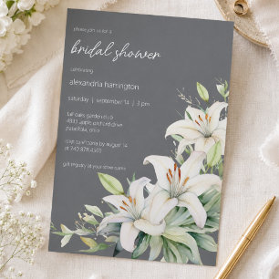 Invitation Élégant Mariage sous la Douceur des Lys Blancs