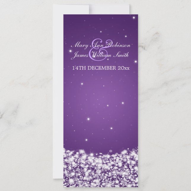 Invitation Élégant Mariage Star Étincelle Violet (Devant)