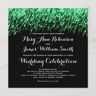 Invitation Élégant Mariage Tombant Étoiles "Emerald Green"