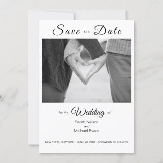 Invitation Élégant mariage traditionnel de photos Enregistrer