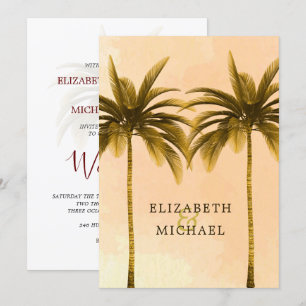 Invitation Élégant Mariage tropical moderne Orange Palm