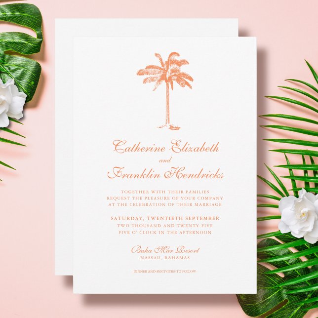 Invitation Élégant Mariage Tropical Palm Tree (Créateur téléchargé)