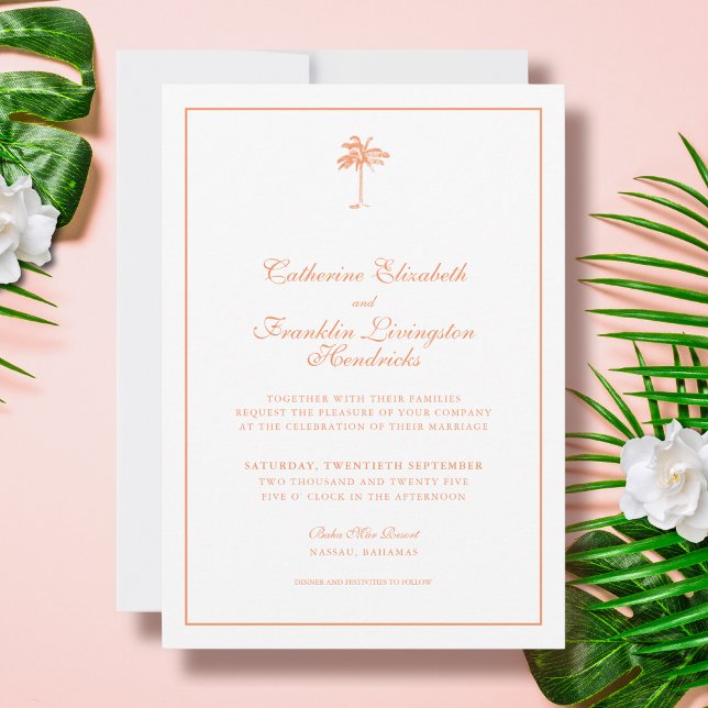 Invitation Élégant Mariage tropical palmier (Créateur téléchargé)