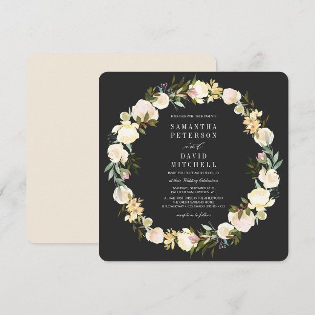 Invitation Elégant Mariage végétal de la Garland Floral (Devant / Derrière)